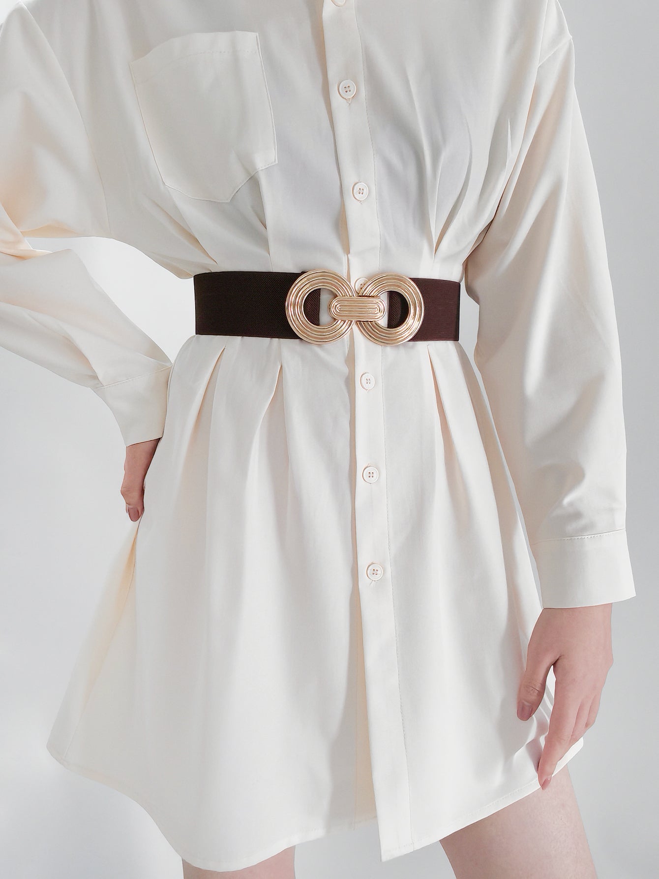 Geometric Buckle Elastic Wide Belt - The Boutie Shop