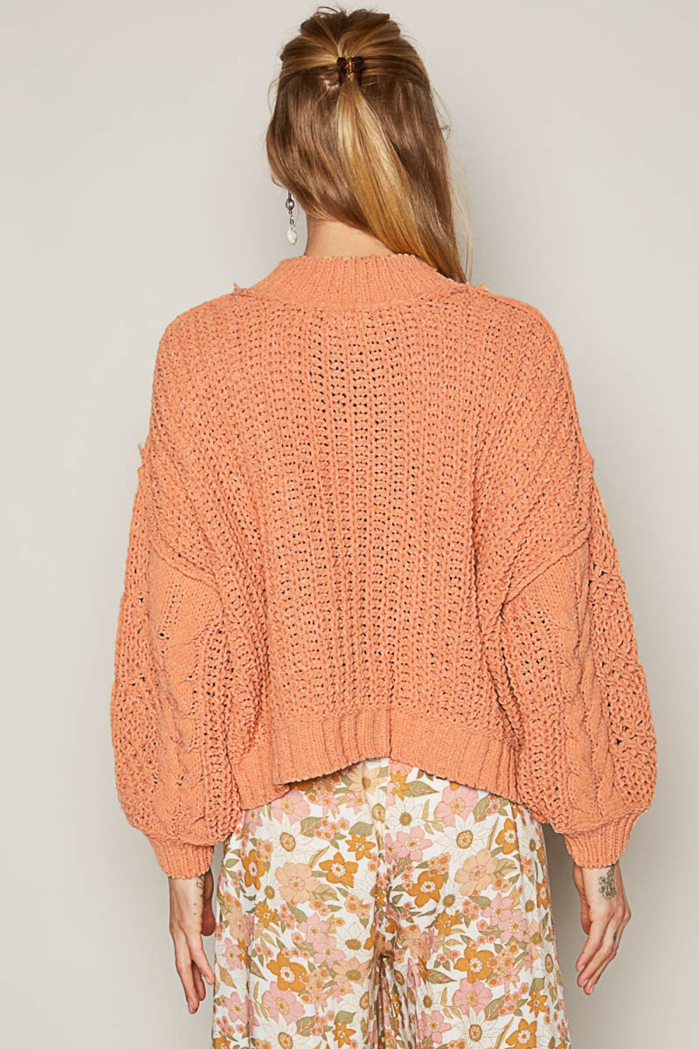 POL Mock Neck Cable Knit Sweater - The Boutie Shop