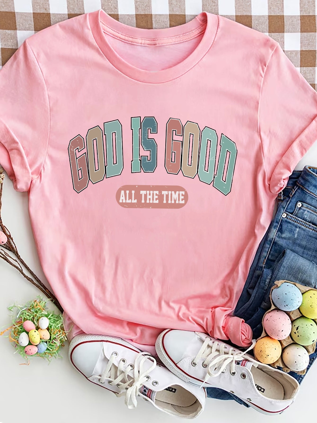 GOD IS GOOD ALL THE TIME Round Neck T-Shirt - The Boutie Shop