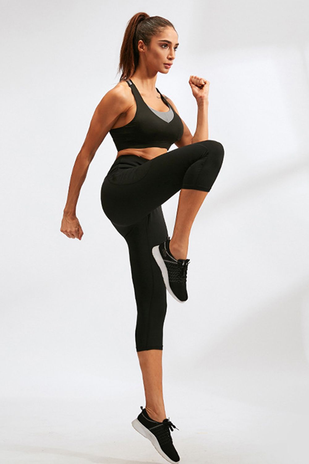 Slim Fit Wide Waistband Active Leggings with Pockets - The Boutie Shop