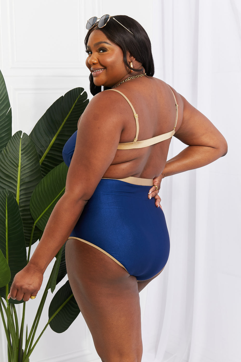 Marina West Swim Wave Break Contrast Trim One-Piece - The Boutie Shop