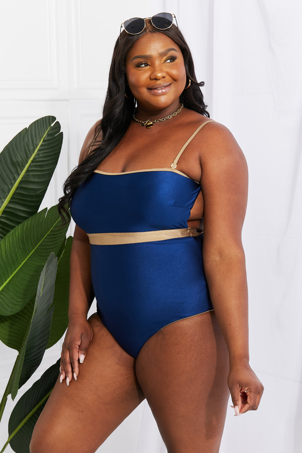 Marina West Swim Wave Break Contrast Trim One-Piece - The Boutie Shop