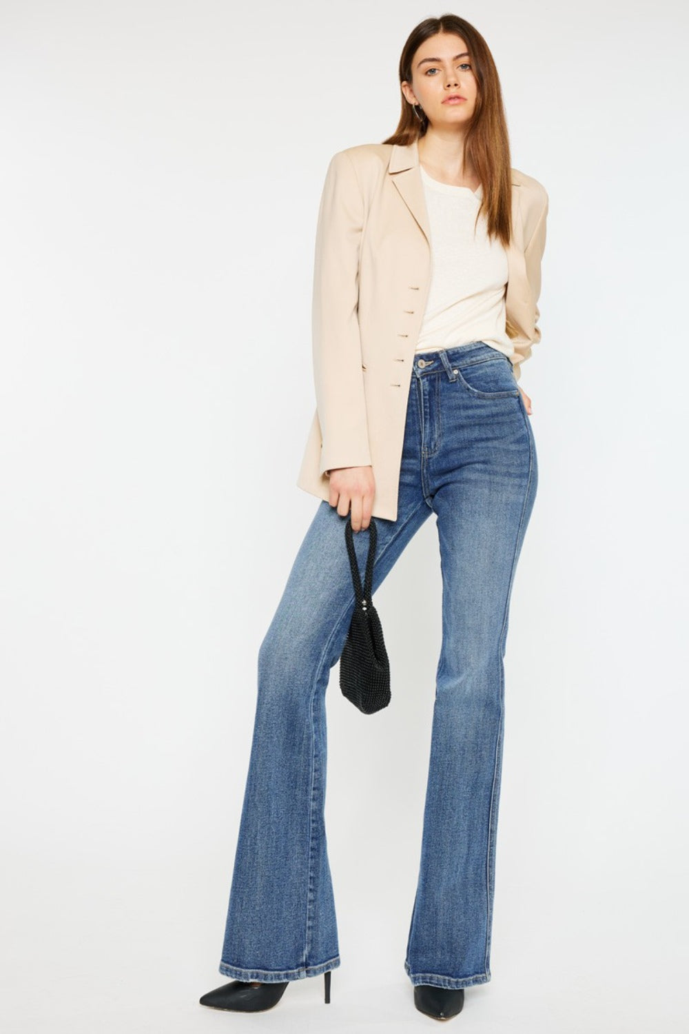 Kancan Cat's Whiskers High Waist Flare Jeans - The Boutie Shop