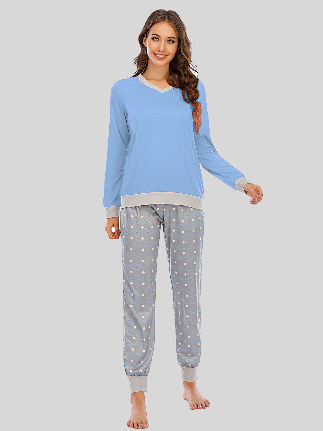 Long Sleeve Top and Polka Dot Pants Set - The Boutie Shop