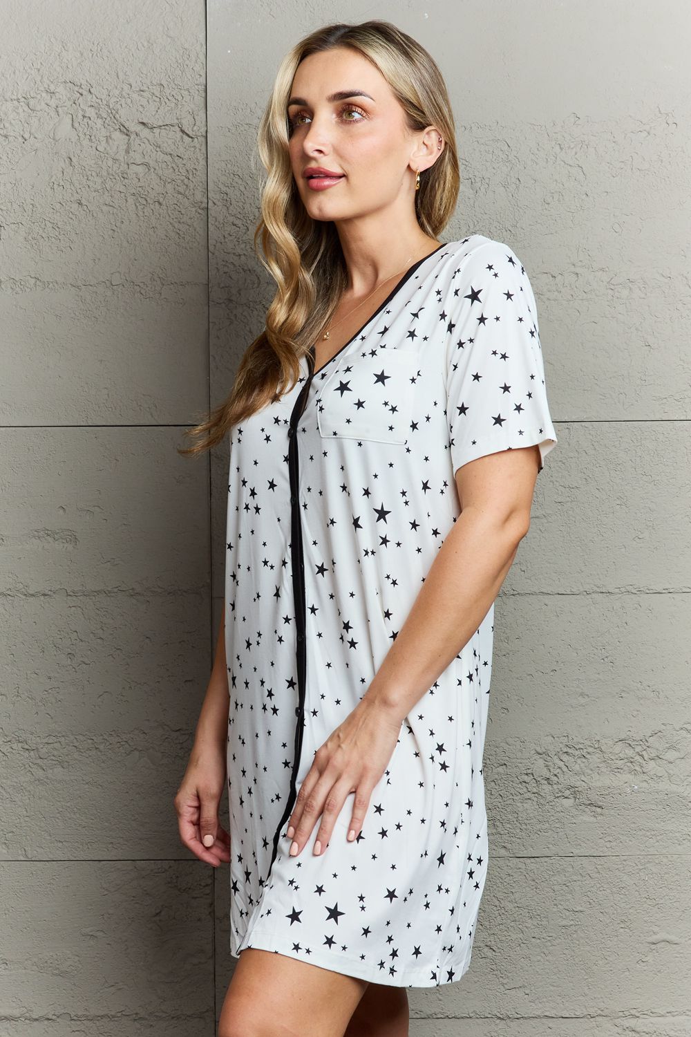 MOON NITE Quilted Quivers Button Down Sleepwear Dress - The Boutie Shop