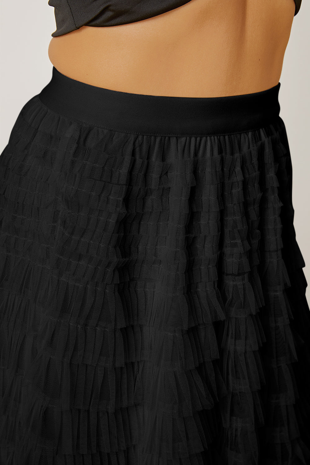 Ruched High Waist Tiered Skirt - The Boutie Shop