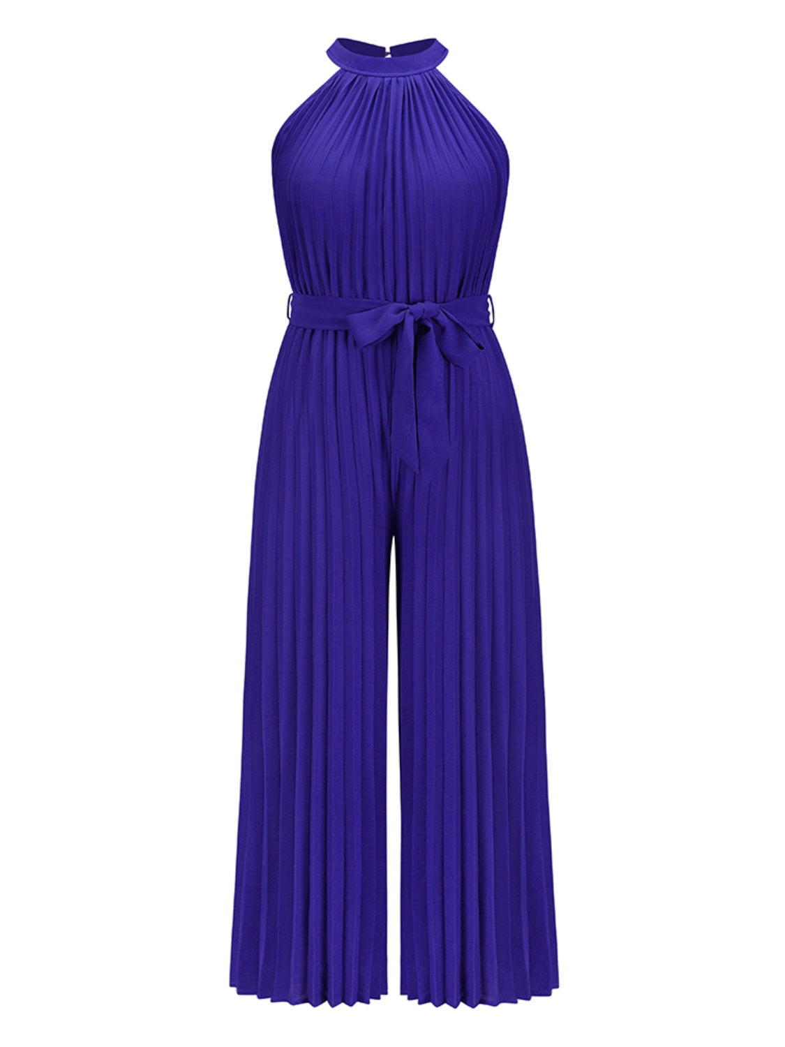 Cutout Tied Pleated Sleeveless Jumpsuit - The Boutie Shop