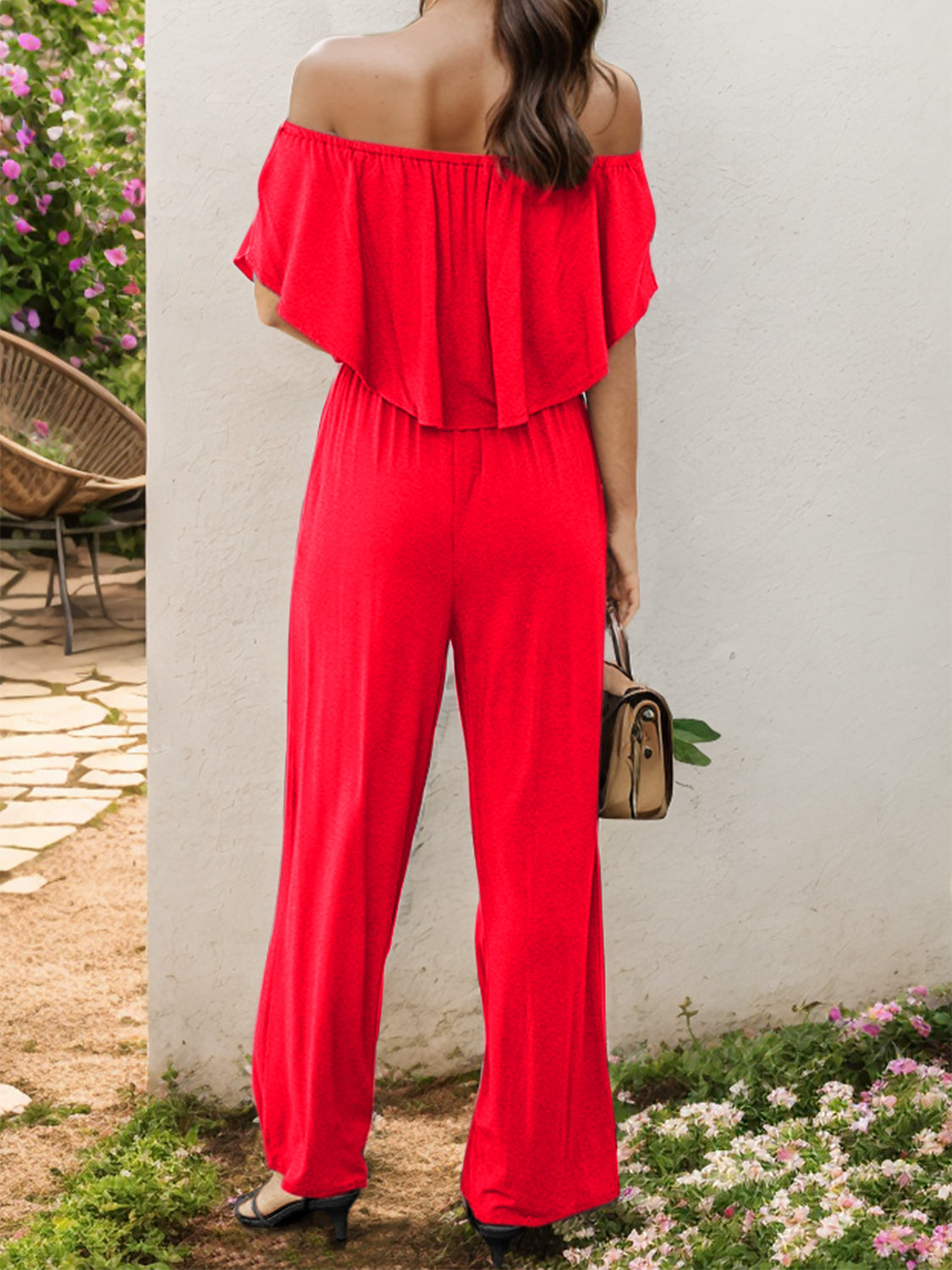 Off-Shoulder Wide Leg Jumpsuit - The Boutie Shop