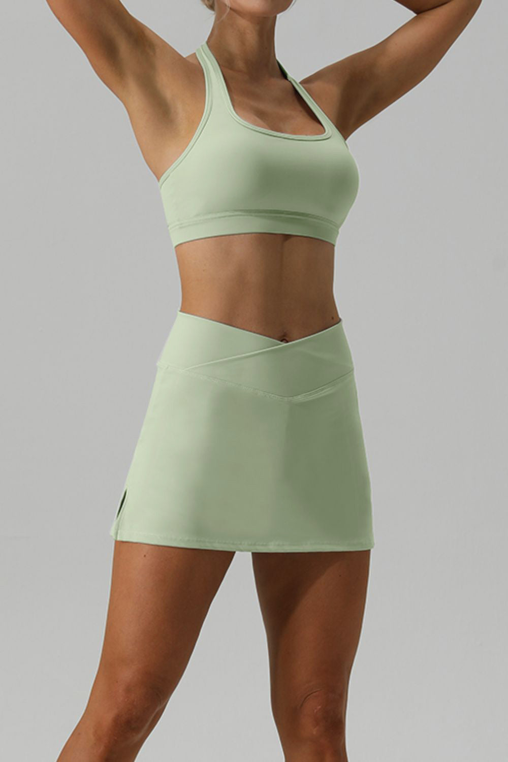 Halter Neck Tank and Slit Skirt Active Set - The Boutie Shop