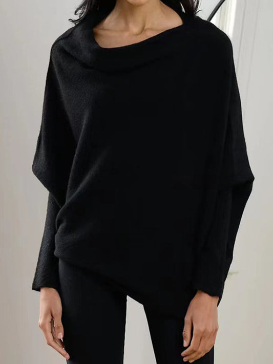 Full Size Boat Neck Batwing Sleeve Knit Top - The Boutie Shop