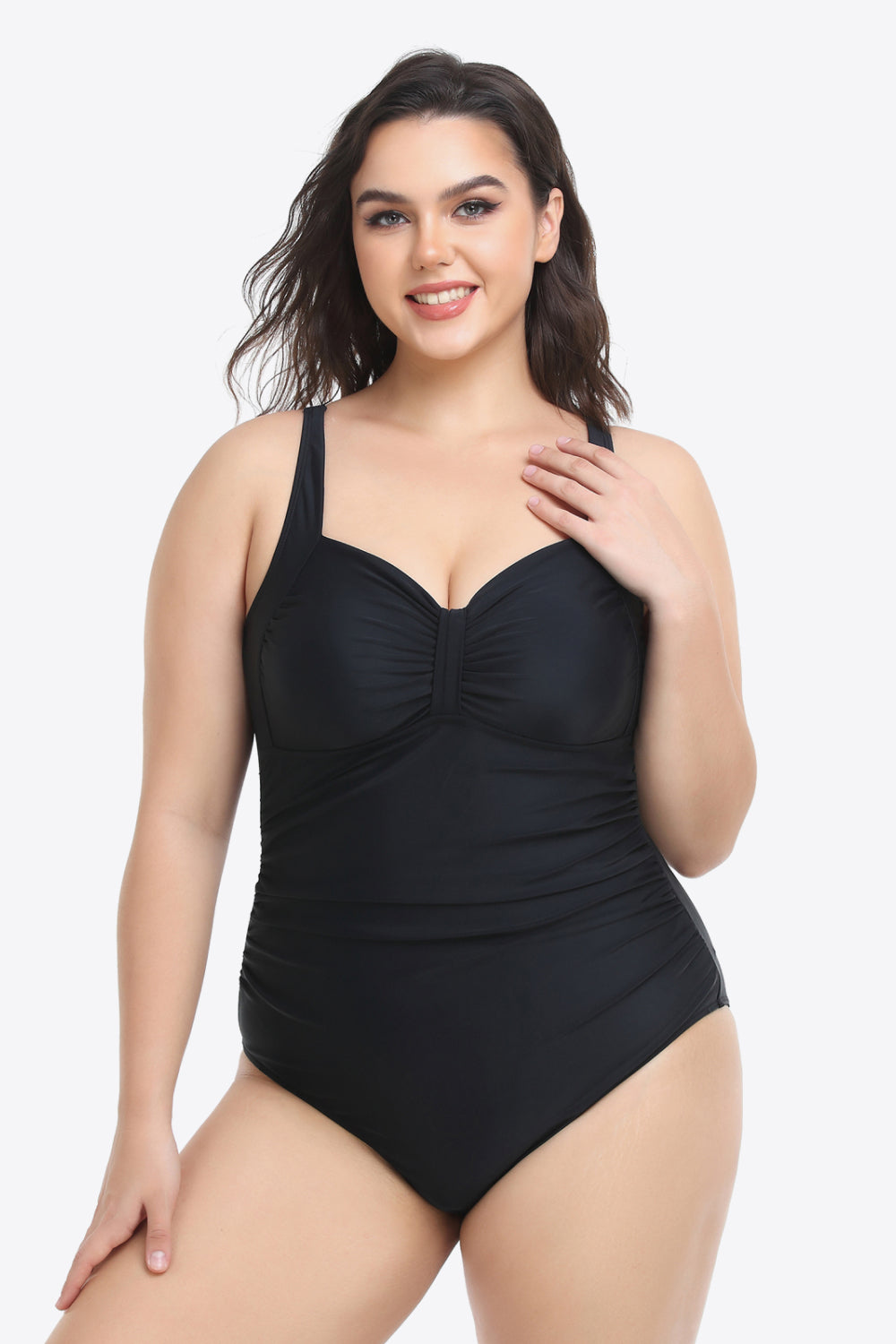 Plus Size Sleeveless Plunge One-Piece Swimsuit - The Boutie Shop