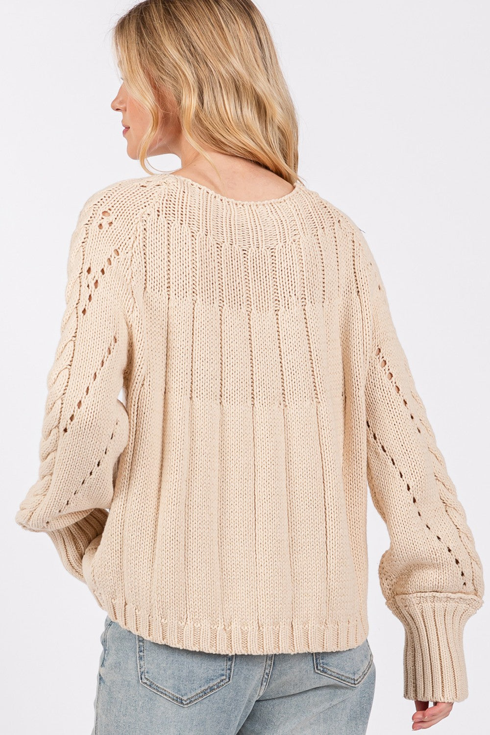 SAGE + FIG Cable-Knit Long Sleeve Sweater - The Boutie Shop