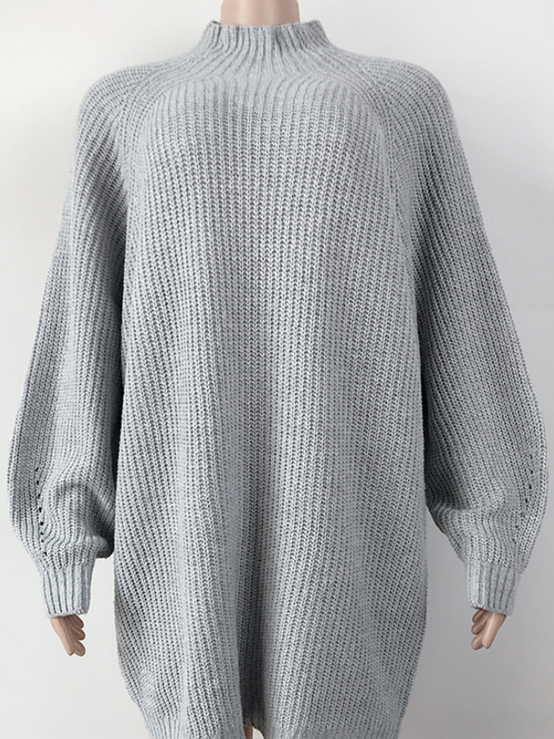 Mock Neck Dropped Shoulder Sweater Dress - The Boutie Shop