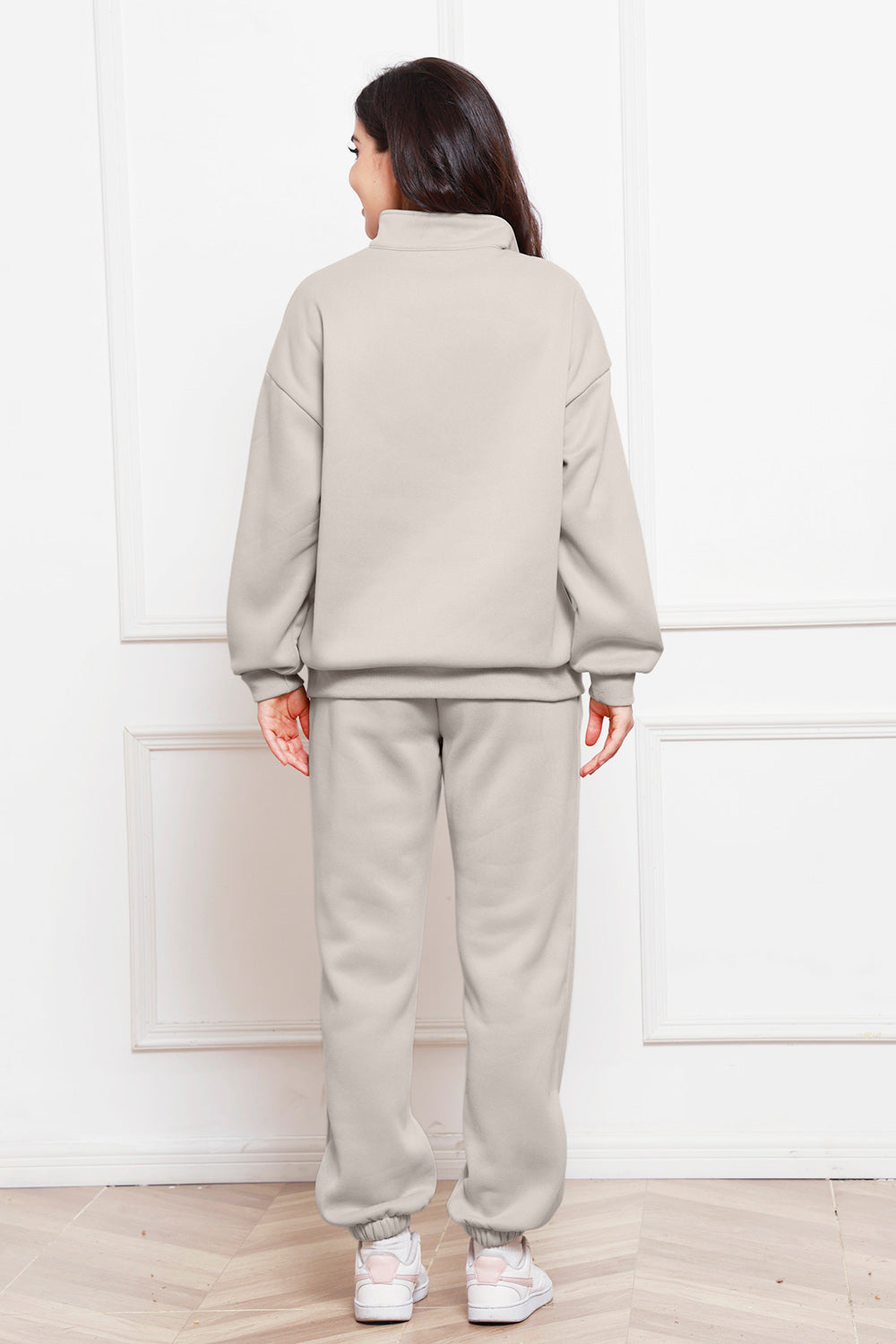 Half Zip Long Sleeve Sweatshirt and Pants Set - The Boutie Shop