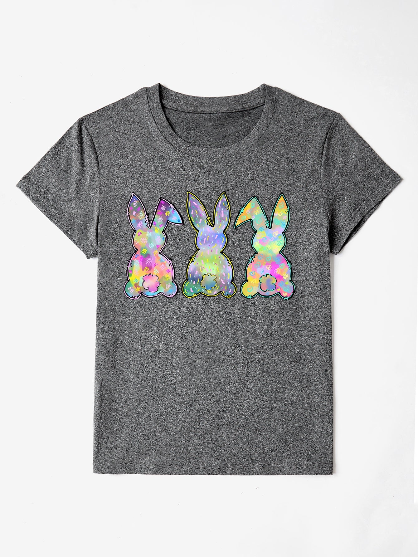 Rabbit Round Neck Short Sleeve T-Shirt - The Boutie Shop