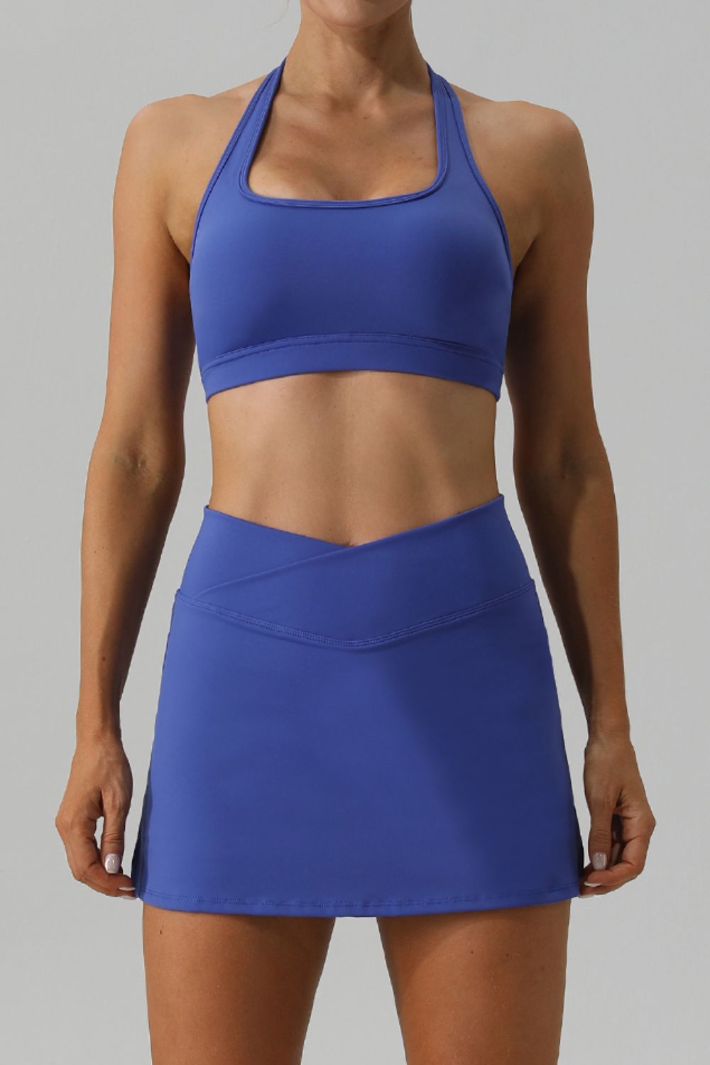 Halter Neck Tank and Slit Skirt Active Set - The Boutie Shop