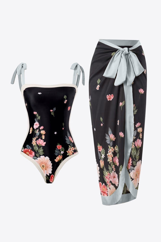 Floral Tie-Shoulder Two-Piece Swim Set - The Boutie Shop