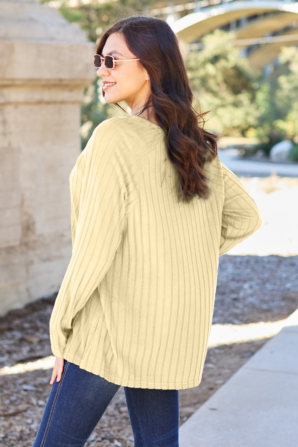 Basic Bae Full Size Ribbed Round Neck Long Sleeve Knit Top - The Boutie Shop