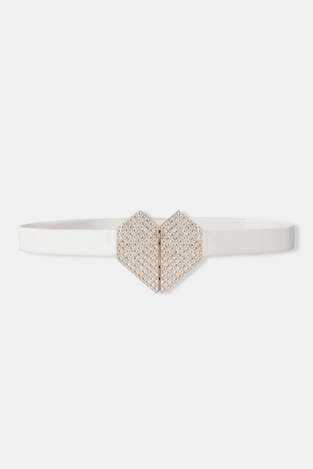 Rhinestone Heart Buckle Elastic Belt - The Boutie Shop