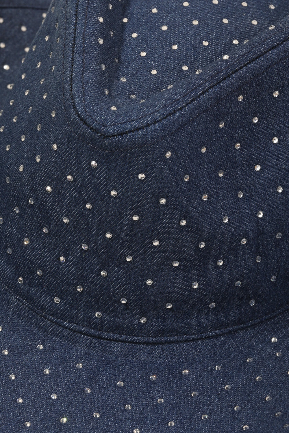 Fame Rhinestone Wide Brim Denim Hat - The Boutie Shop