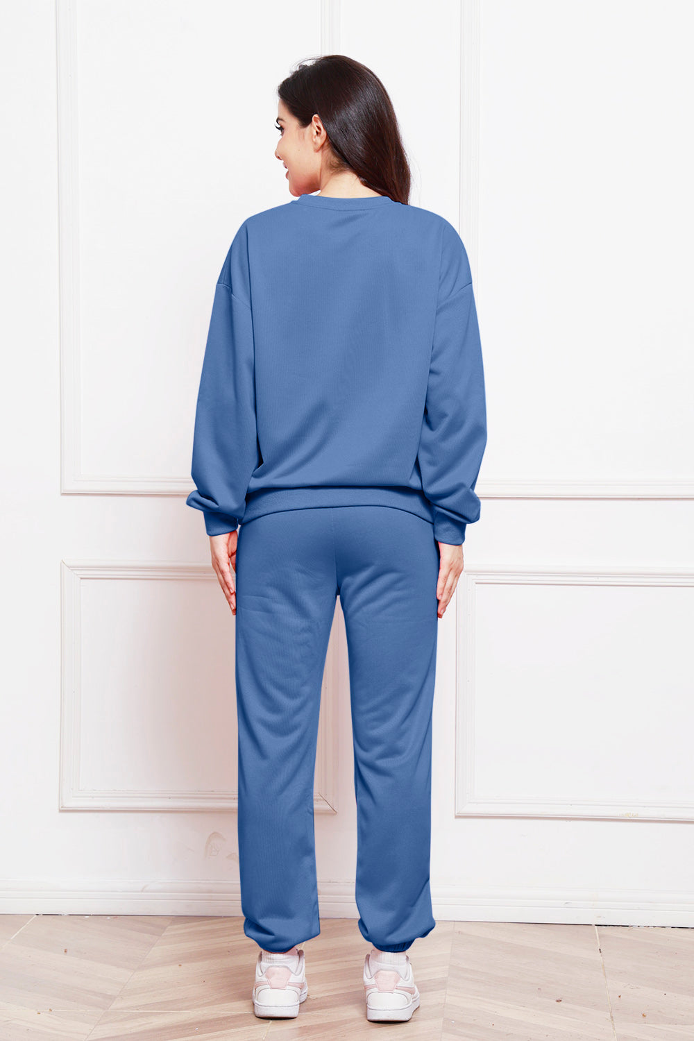 Round Neck Long Sleeve Sweatshirt and Pants Set - The Boutie Shop