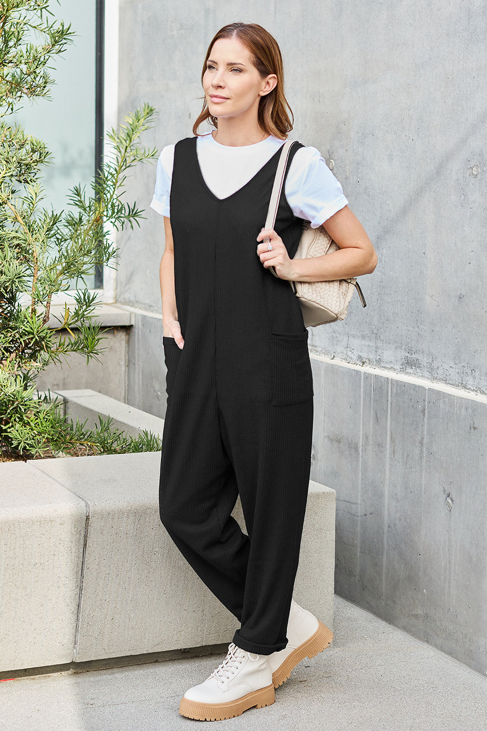 Double Take Full Size Sleeveless Straight Jumpsuit - The Boutie Shop