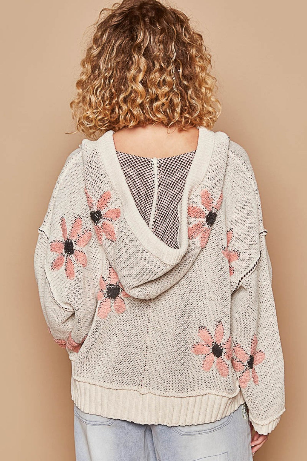 POL Floral Pattern Hooded High-Low Sweater - The Boutie Shop