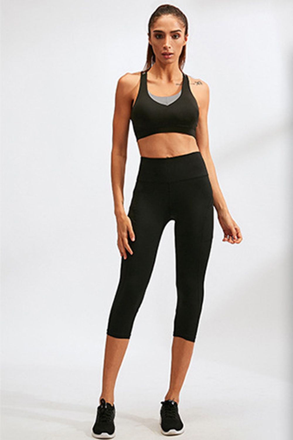 Slim Fit Wide Waistband Active Leggings with Pockets - The Boutie Shop