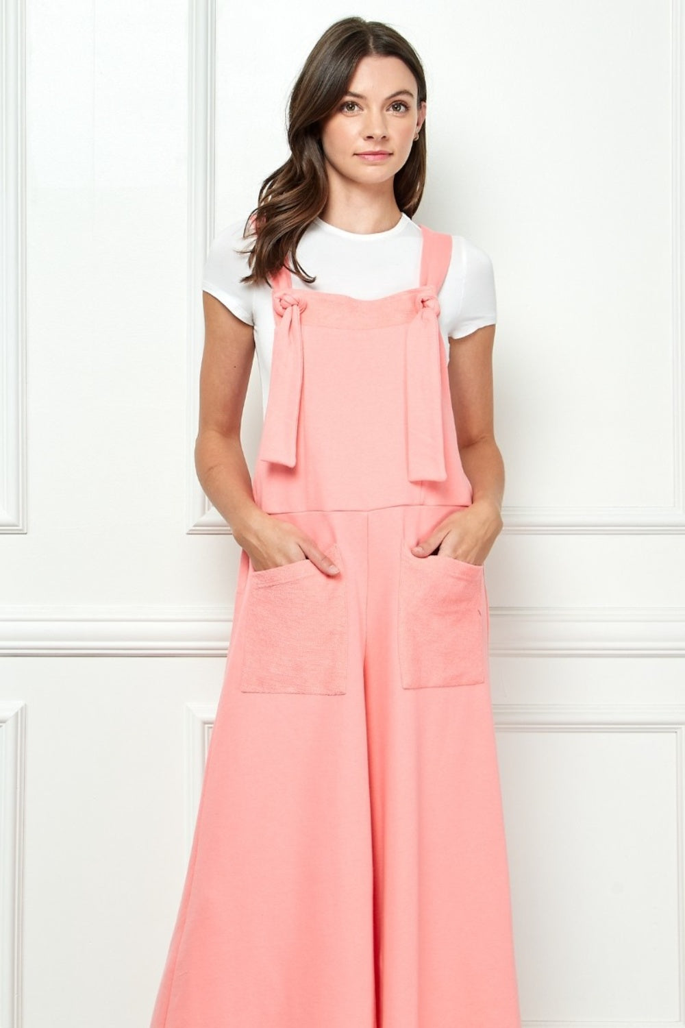 Veveret Wide Strap French Terry Overalls - The Boutie Shop