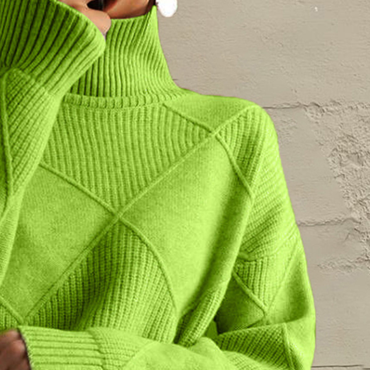 Geometric Turtleneck Long Sleeve Sweater - The Boutie Shop