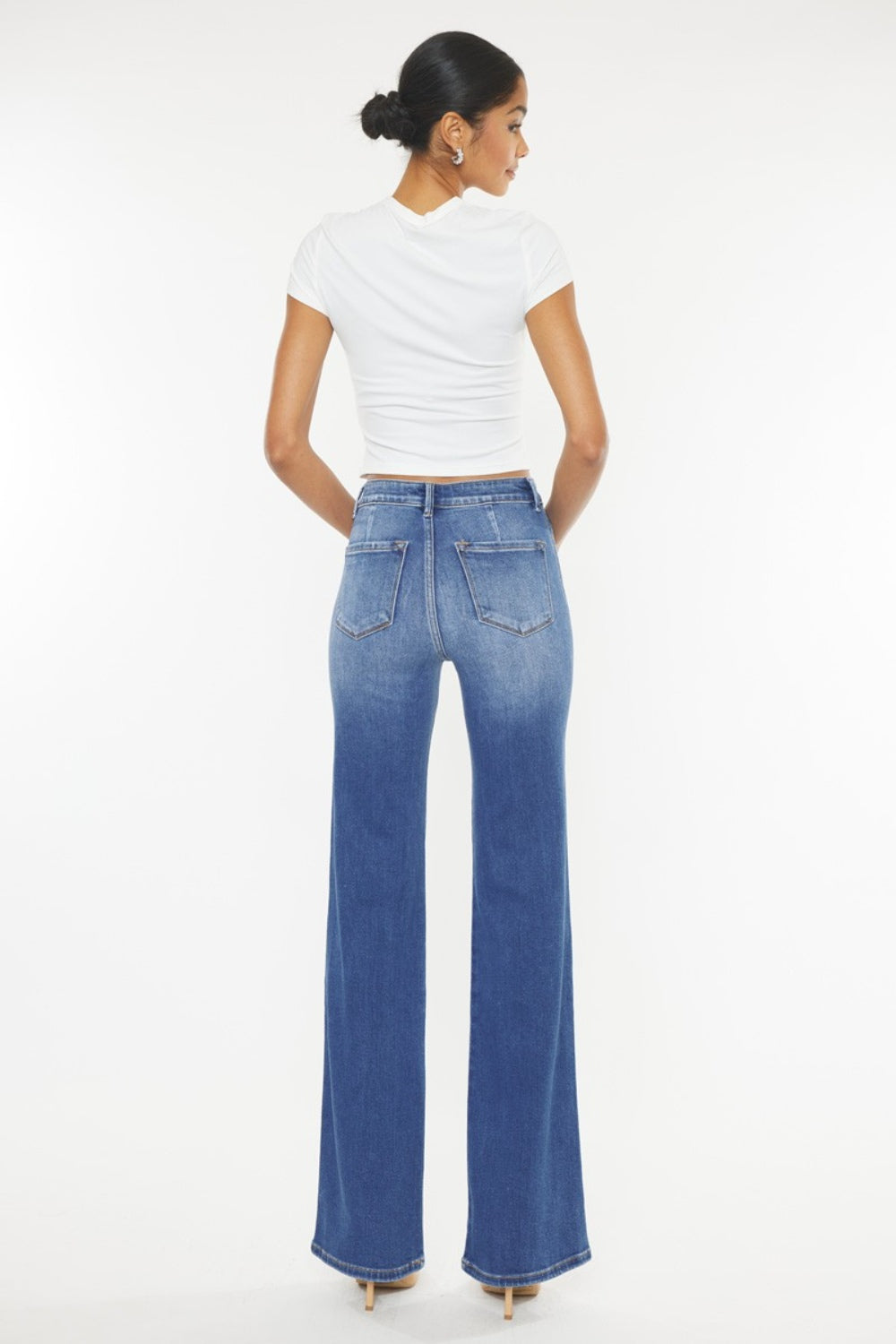 Kancan Ultra High Waist Gradient Flare Jeans - The Boutie Shop