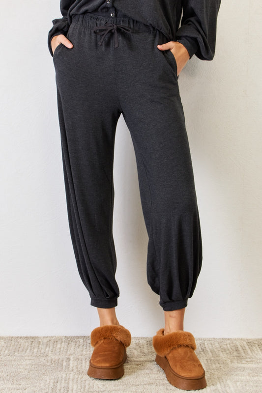 RISEN Ultra Soft High Waist Drawstring Lounge Joggers - The Boutie Shop