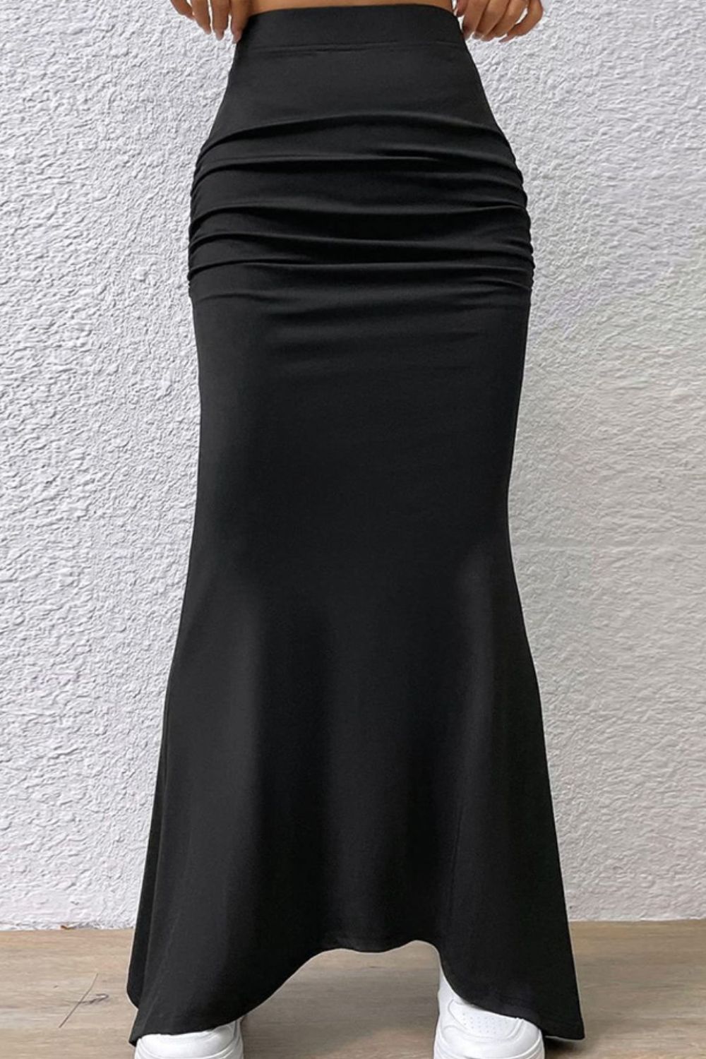 Ruched Maxi Trumpet Skirt - The Boutie Shop