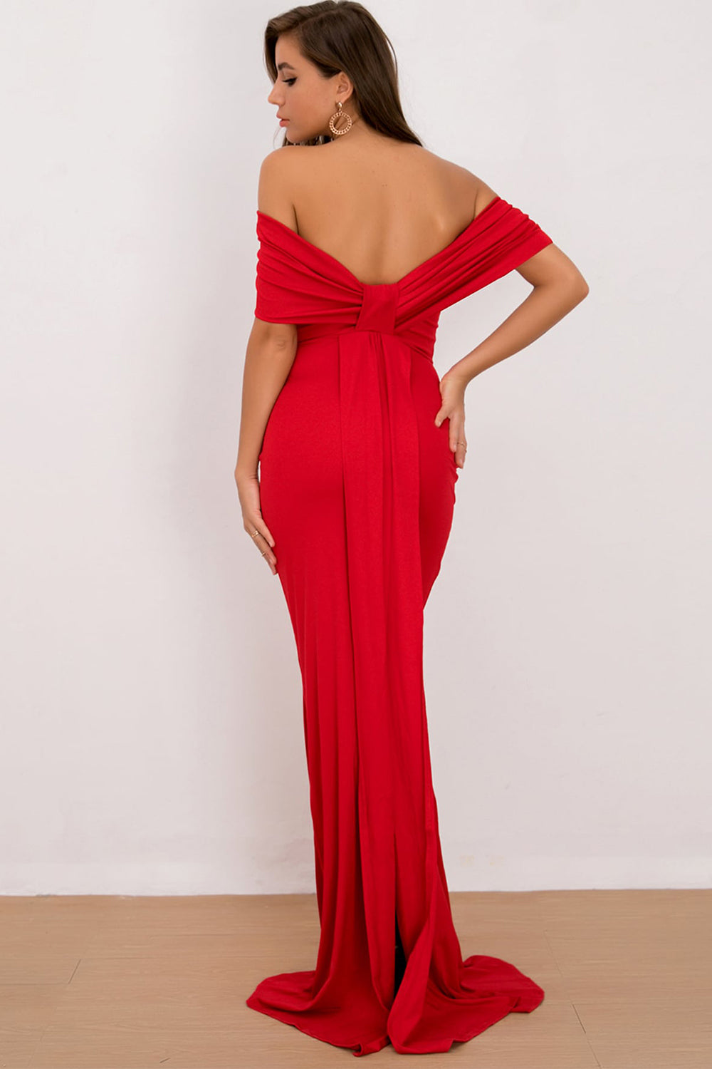 Off-Shoulder Floor Length Dress - The Boutie Shop