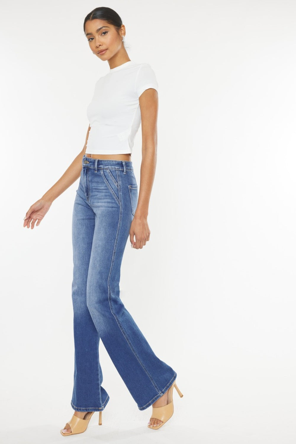 Kancan Ultra High Waist Gradient Flare Jeans - The Boutie Shop