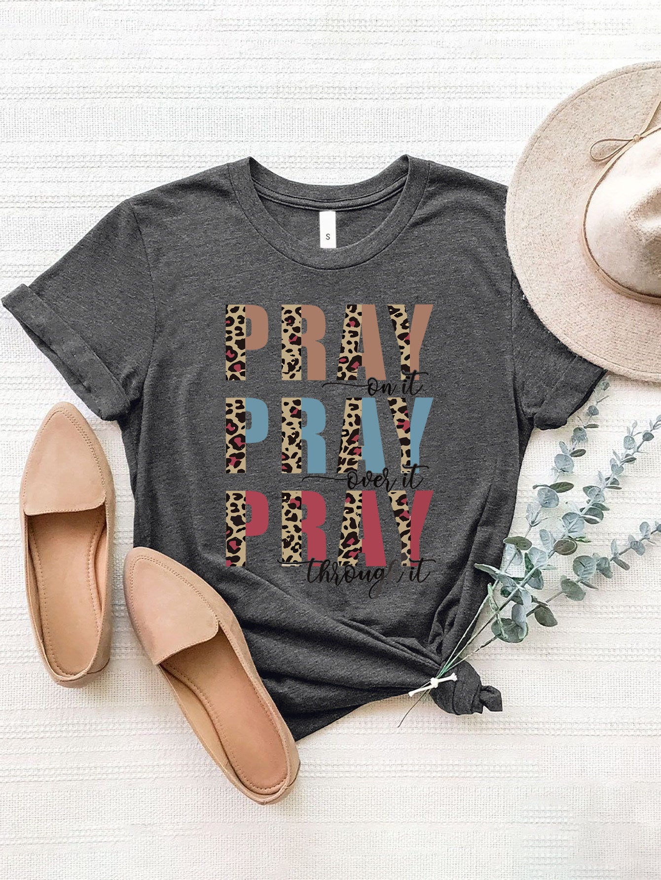 Letter Graphic Round Neck Short Sleeve T-Shirt - The Boutie Shop