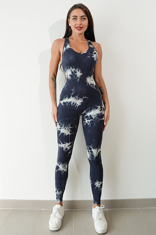 Printed Crisscross Wide Strap Jumpsuit - The Boutie Shop