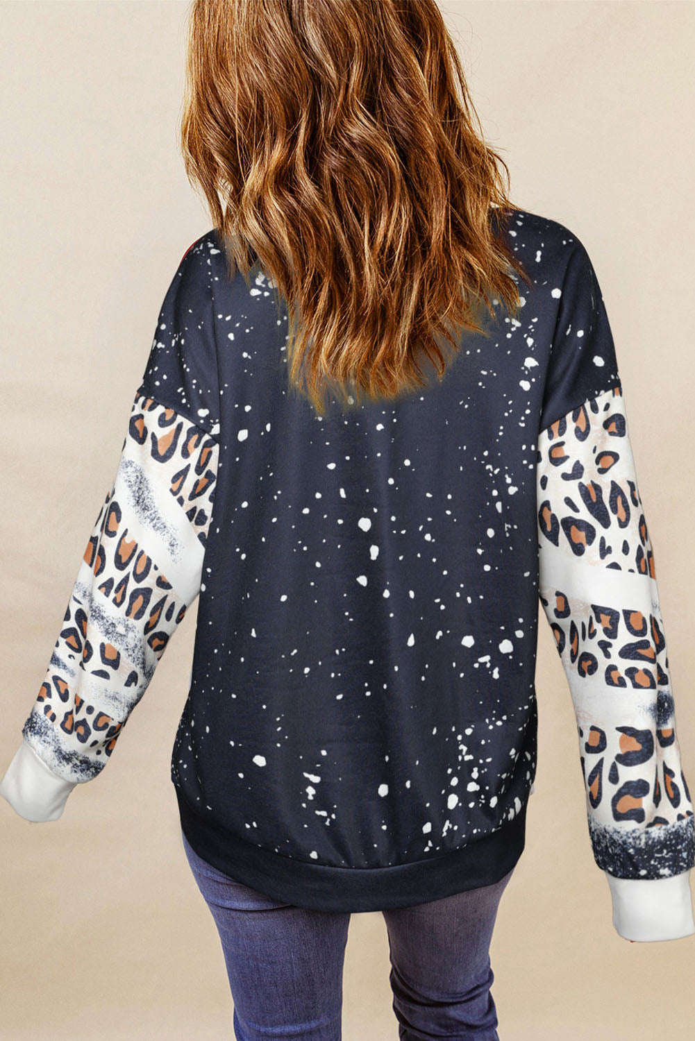 Leopard Round Neck Long Sleeve Sweatshirt - The Boutie Shop