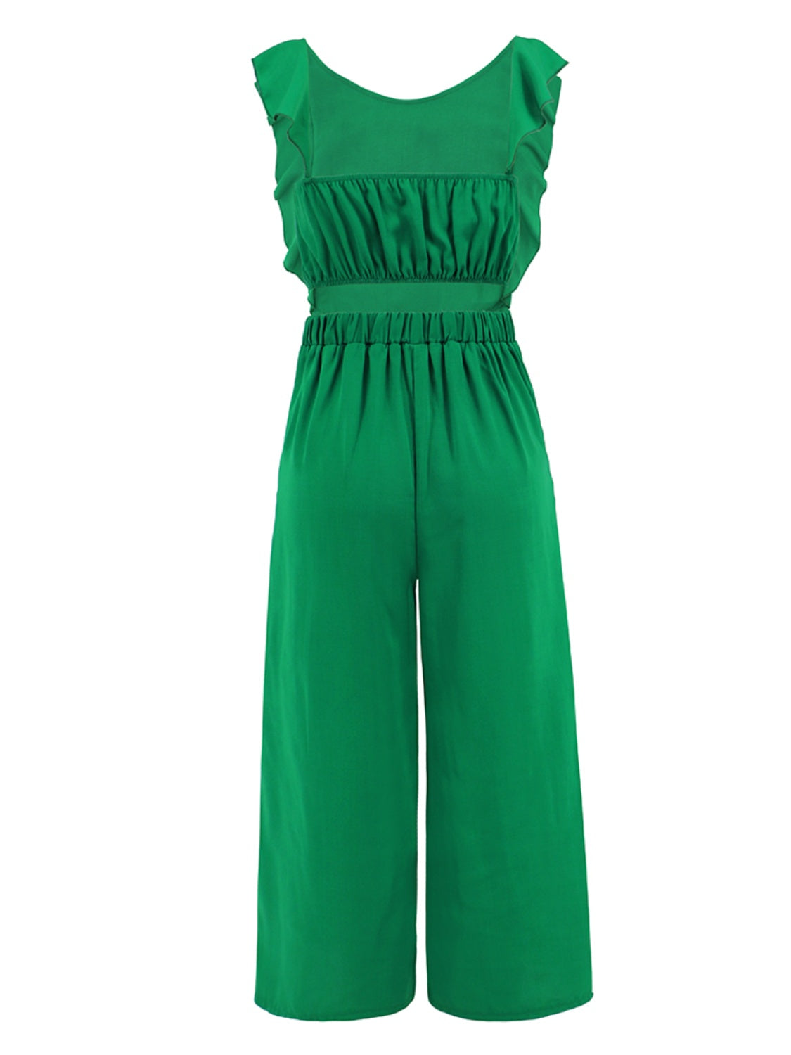 Tied Ruffled Round Neck Jumpsuit - The Boutie Shop