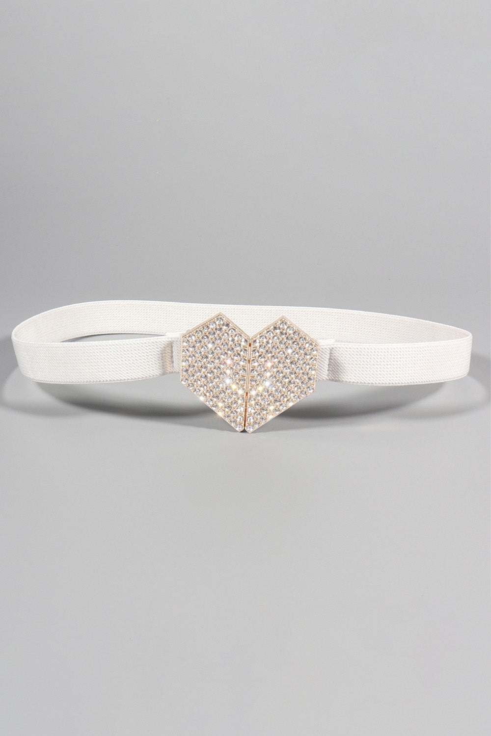 Rhinestone Heart Buckle Elastic Belt - The Boutie Shop