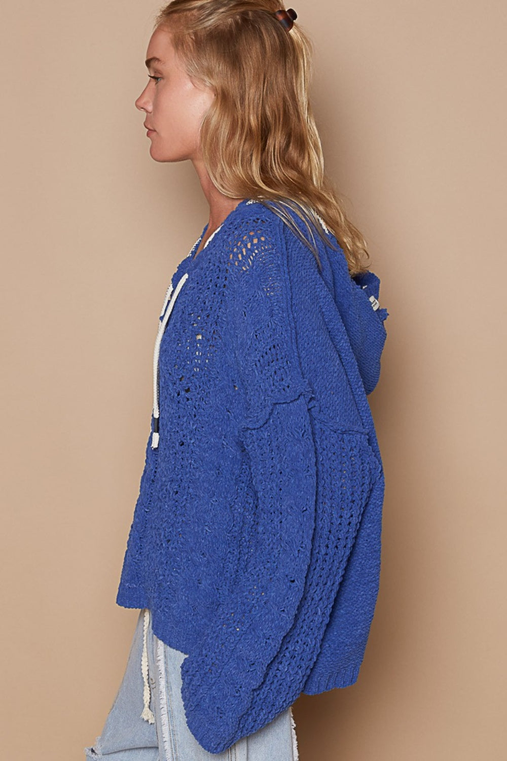 POL Cable Knit Hooded Chenille Sweater - The Boutie Shop