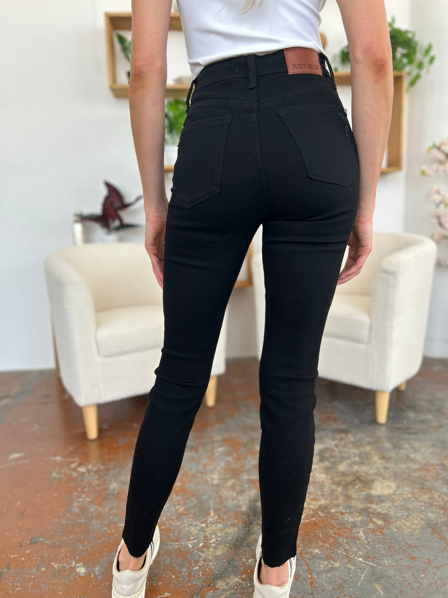 Judy Blue Full Size Distressed Tummy Control High Waist Skinny Jeans - The Boutie Shop