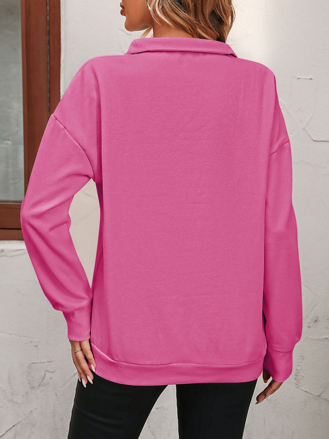 Mandy Zip-Up Dropped Shoulder Sweatshirt - The Boutie Shop