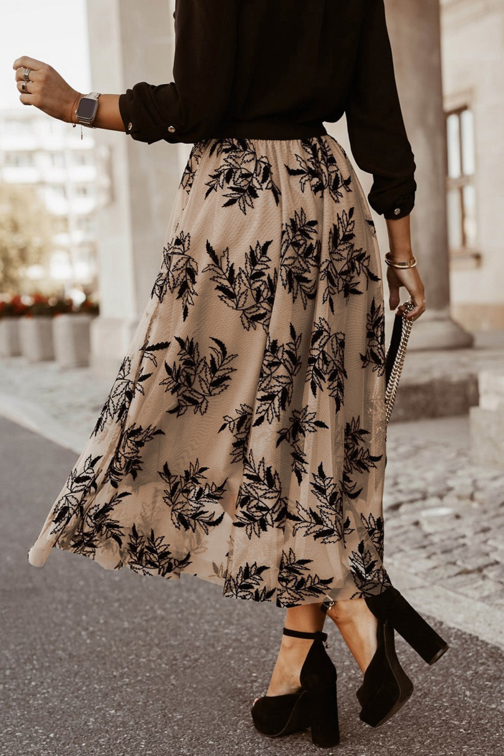 Embroidered High Waist Maxi Skirt - The Boutie Shop