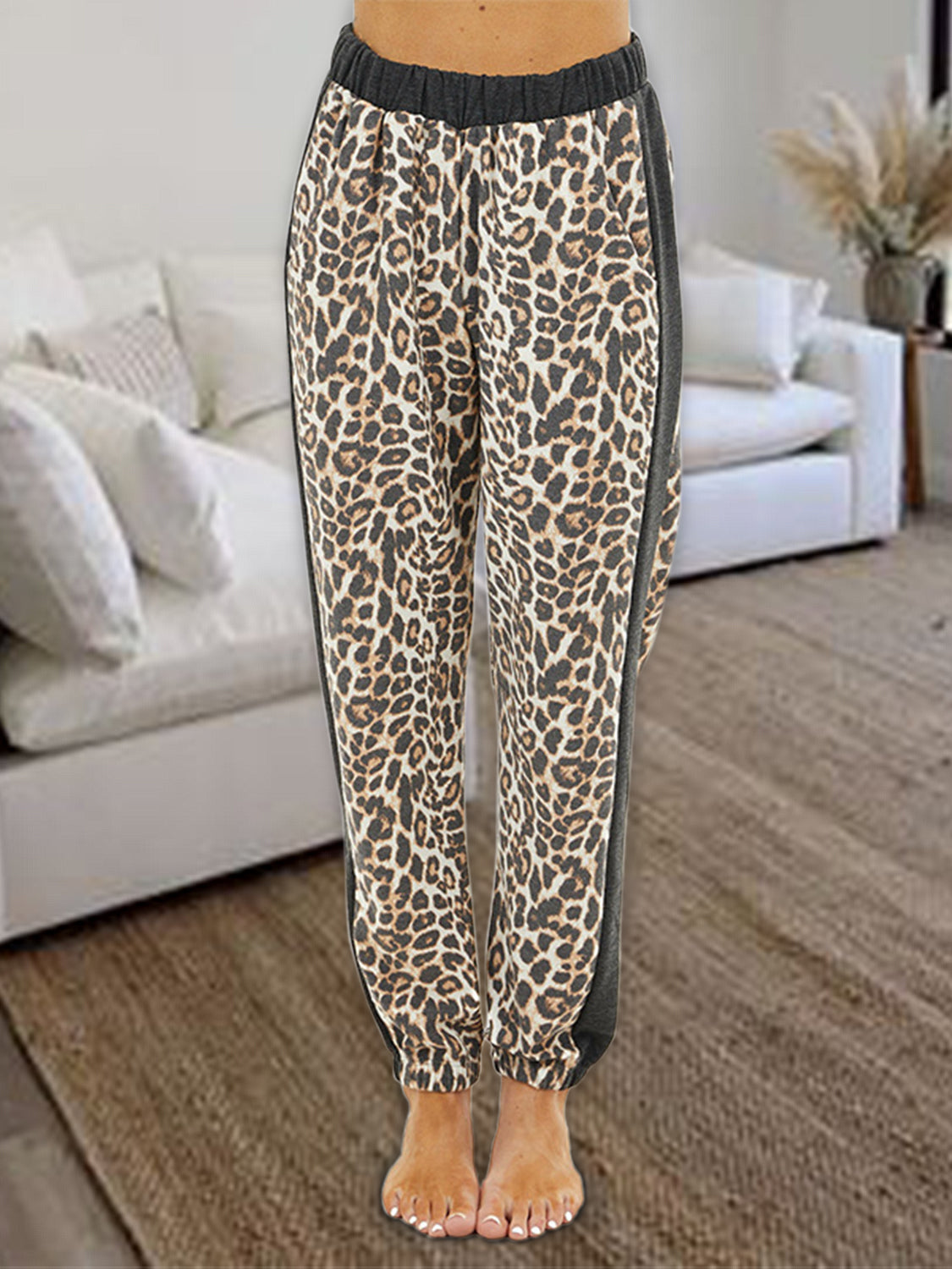 Leopard Elastic Waist Pants - The Boutie Shop