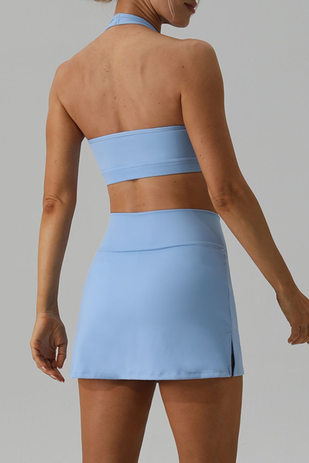 Halter Neck Tank and Slit Skirt Active Set - The Boutie Shop