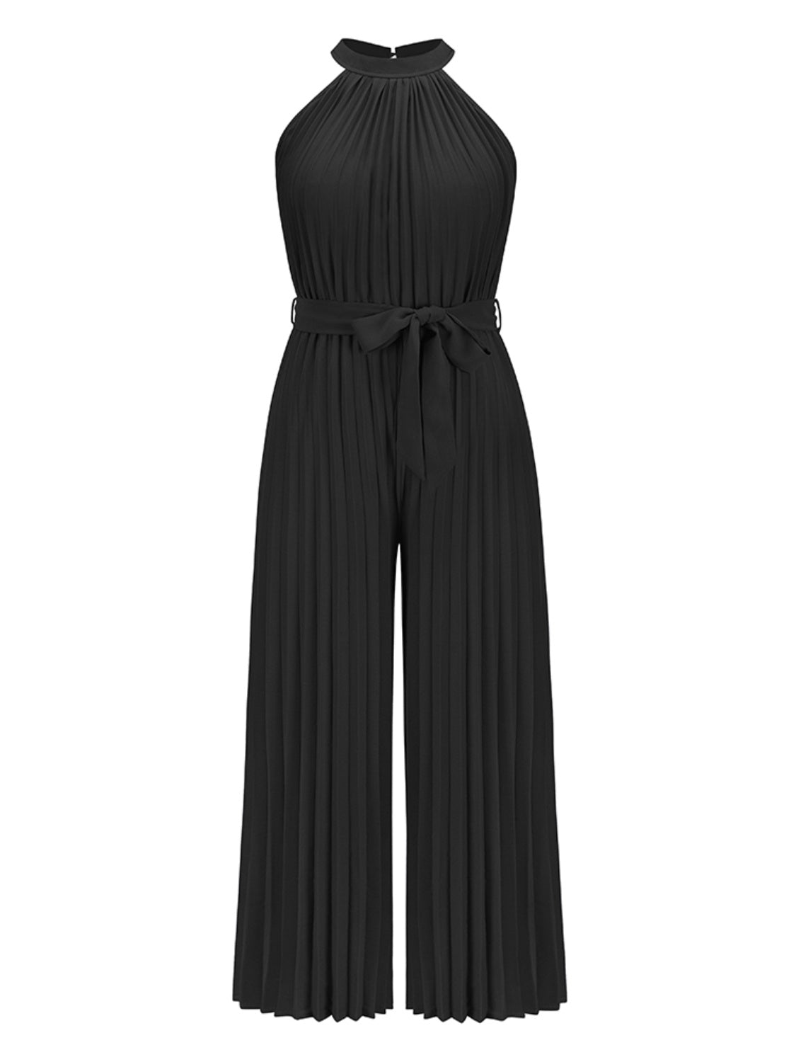 Cutout Tied Pleated Sleeveless Jumpsuit - The Boutie Shop