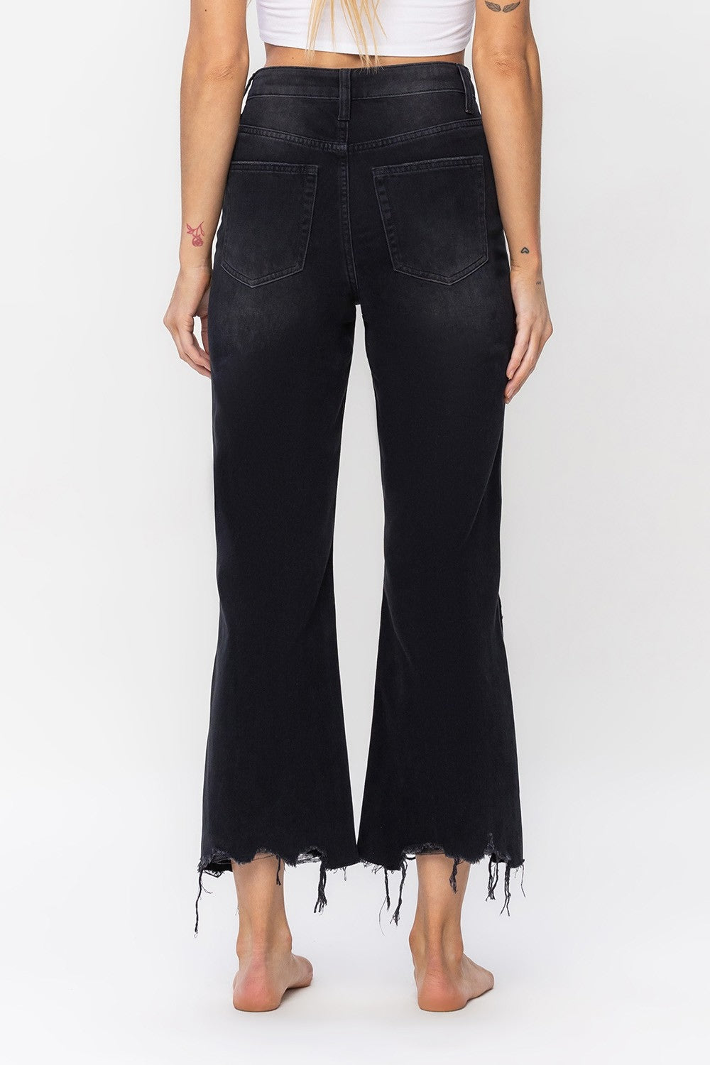 Vervet by Flying Monkey Vintage Ultra High Waist Distressed Crop Flare Jeans - The Boutie Shop