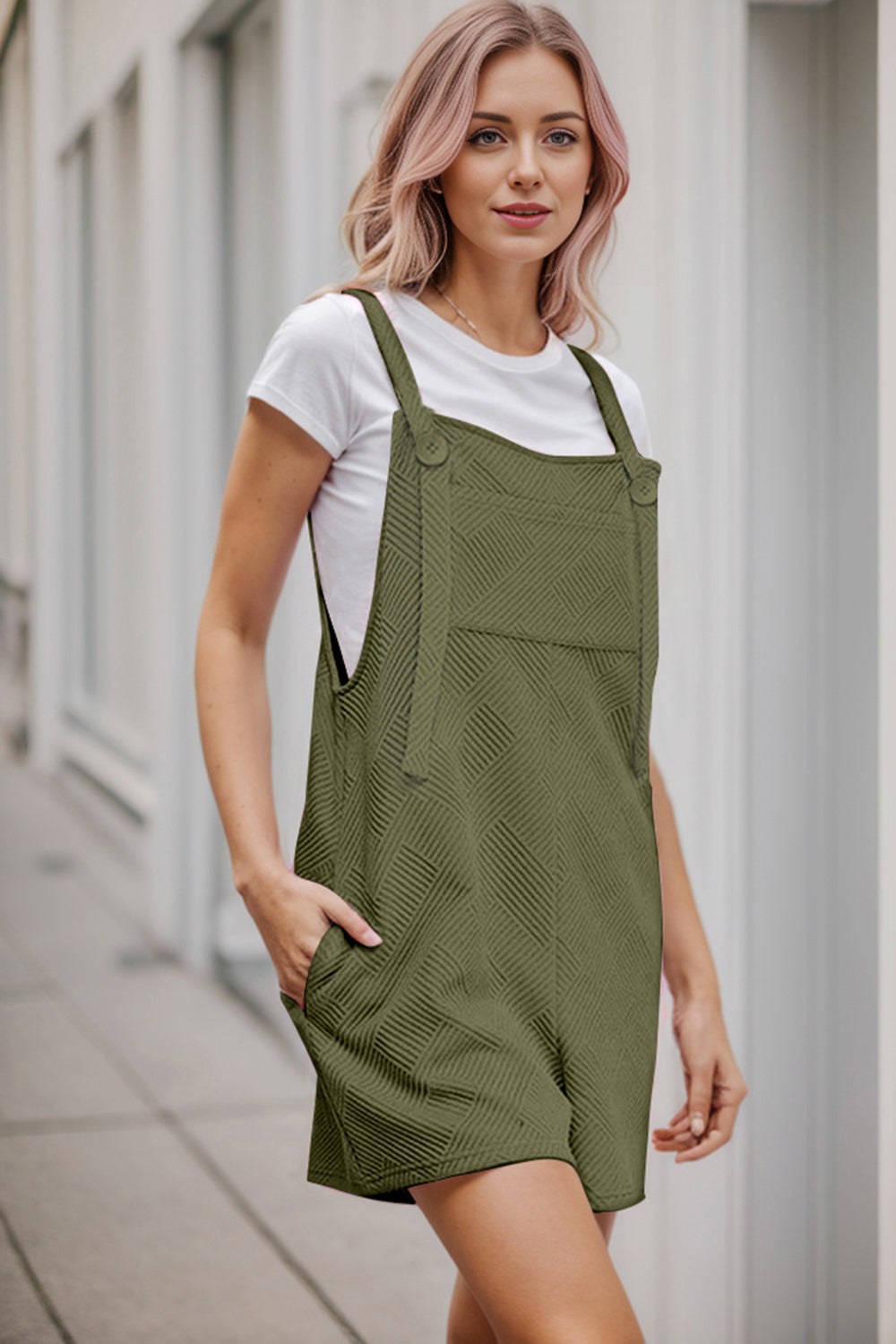 Textured Overall with Pockets - The Boutie Shop