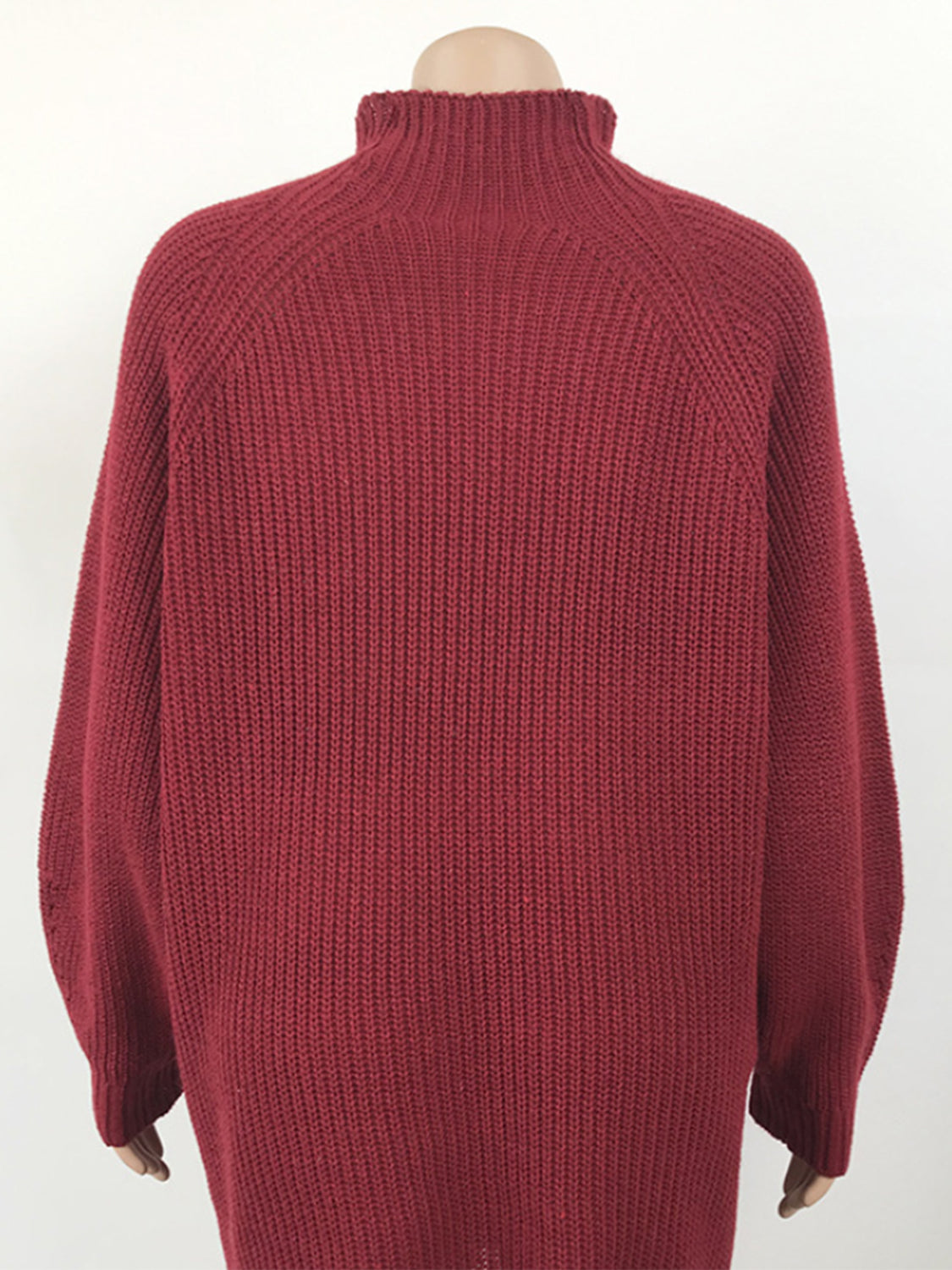 Mock Neck Dropped Shoulder Sweater Dress - The Boutie Shop